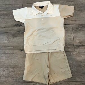 Tahari Cream and Tan Kids Polo Set
